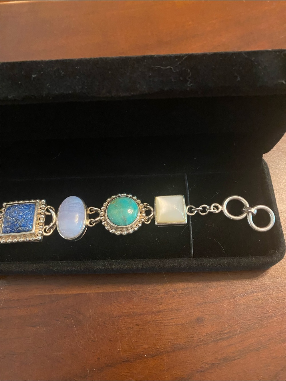 Whitney Kelly Blue Lapis Gem Stone Sterling Bracelet - Picture 4 of 6